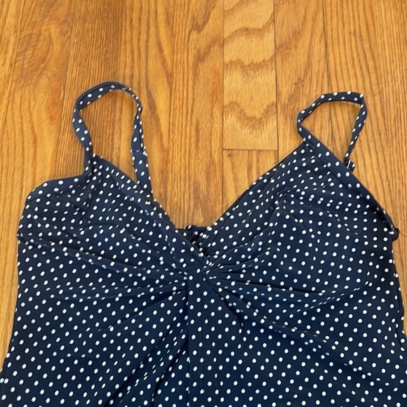 Miraclesuit Pin Point Love Knot Tankini Top Swimsuit midnight blue size 8 NWT - Picture 6 of 10
